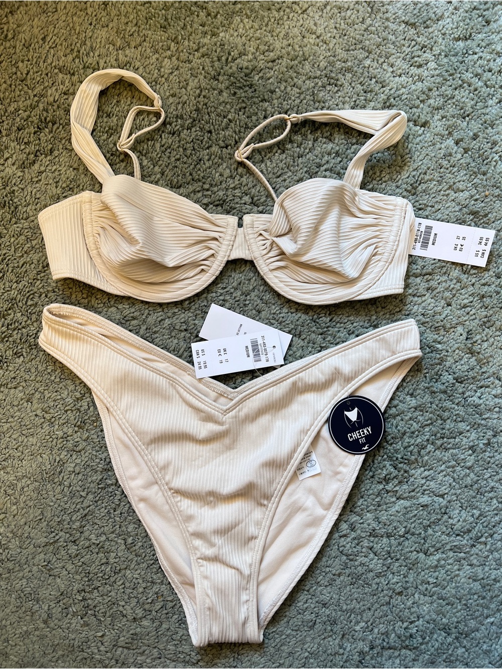Hollister Swim Cream Cheeky Bikini Set M